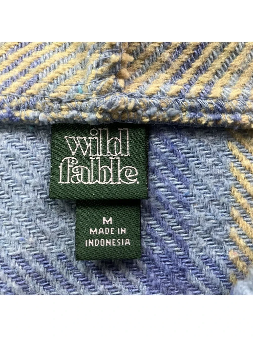 Wild Fable Button Snap Jacket/Shacket Women's Hooded Blue/Camel Plaid Size M